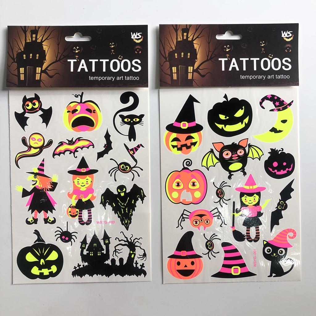 Hình xăm tattoo dạ quang phát sáng hóa trang Halloween cho bé