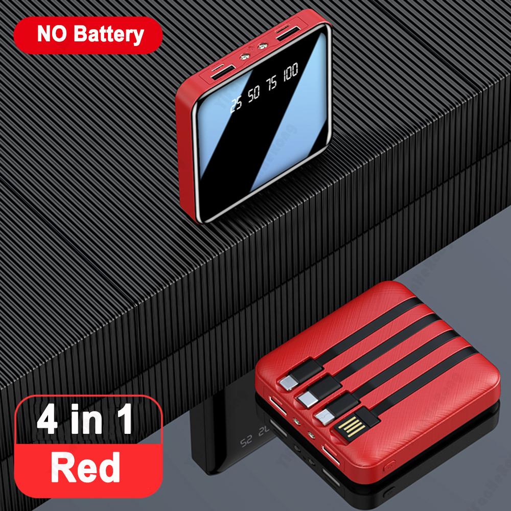 18650 Power Bank Sạc nhanh Powerbank Bộ sạc pin di động PowerBank cho iPhone Hộp lưu trữ pin mini Xiaomi 4IN1 Màu sắc: Đỏ