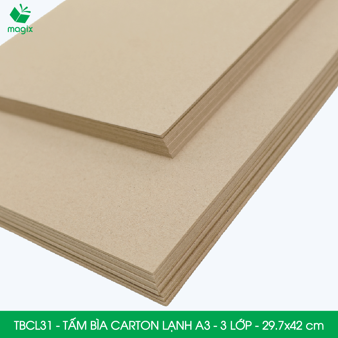 TBCL31 - A3 - Xấp 10 tấm bìa carton lạnh 3 lớp cho đóng gói, lót hộp, giữ form hàng, làm đồ handmade