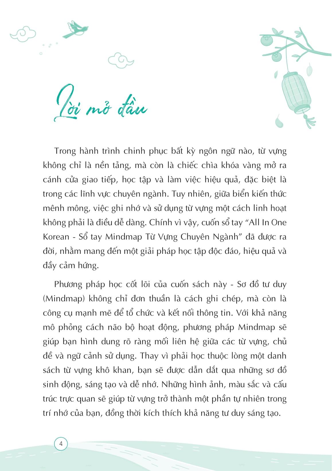 Sách - All In One Korean - Sổ Tay Mind Map Từ Vựng Tiếng Hàn Chuyên Ngành - Dành Cho Người Đi Làm