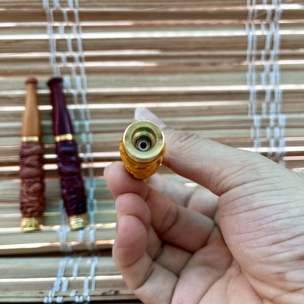 Tẩu Lọc Thuốc Bằng Gỗ Mun Khắc Rồng - TL016