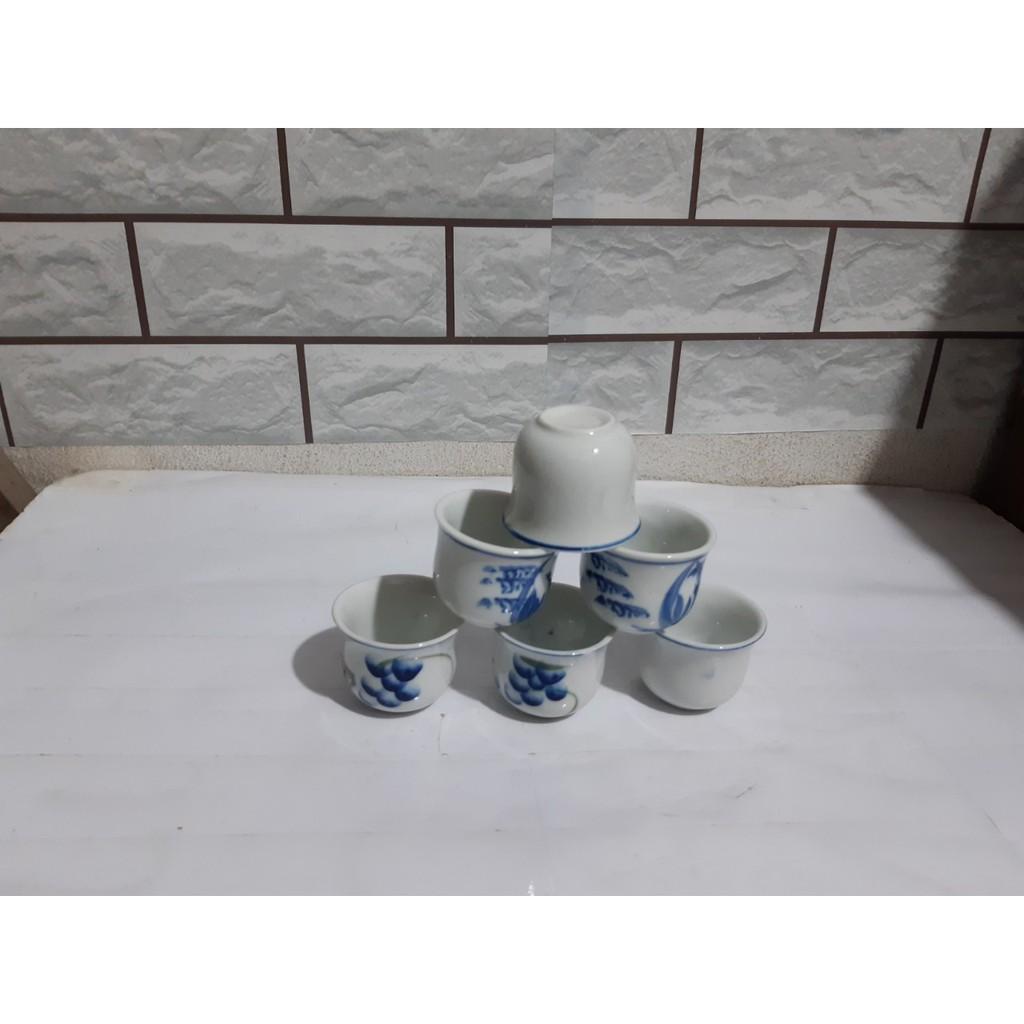 Ly, tách sứ họa tiết xanh 20 Cái