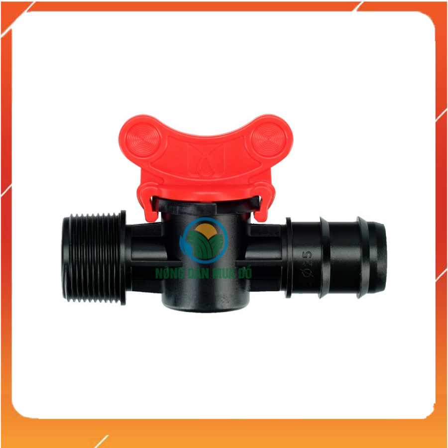 10 Van khóa 1 đầu ren ngoài 27mm, 1 đầu gài ra ống LDPE 25mm