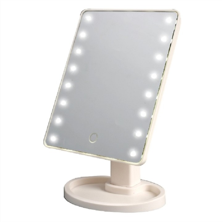 Gương trang điểm xoay 360 độ 22 LED có cảm ứng