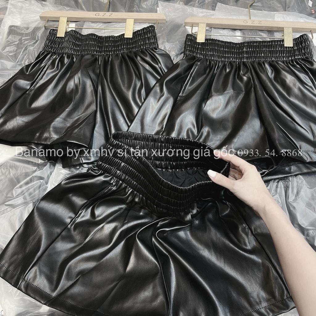 Quần short da nữ thiết kế cạp chun bản to dáng phồng trẻ trung siêu xinh cá tính thời trang Banamo Fashion 695