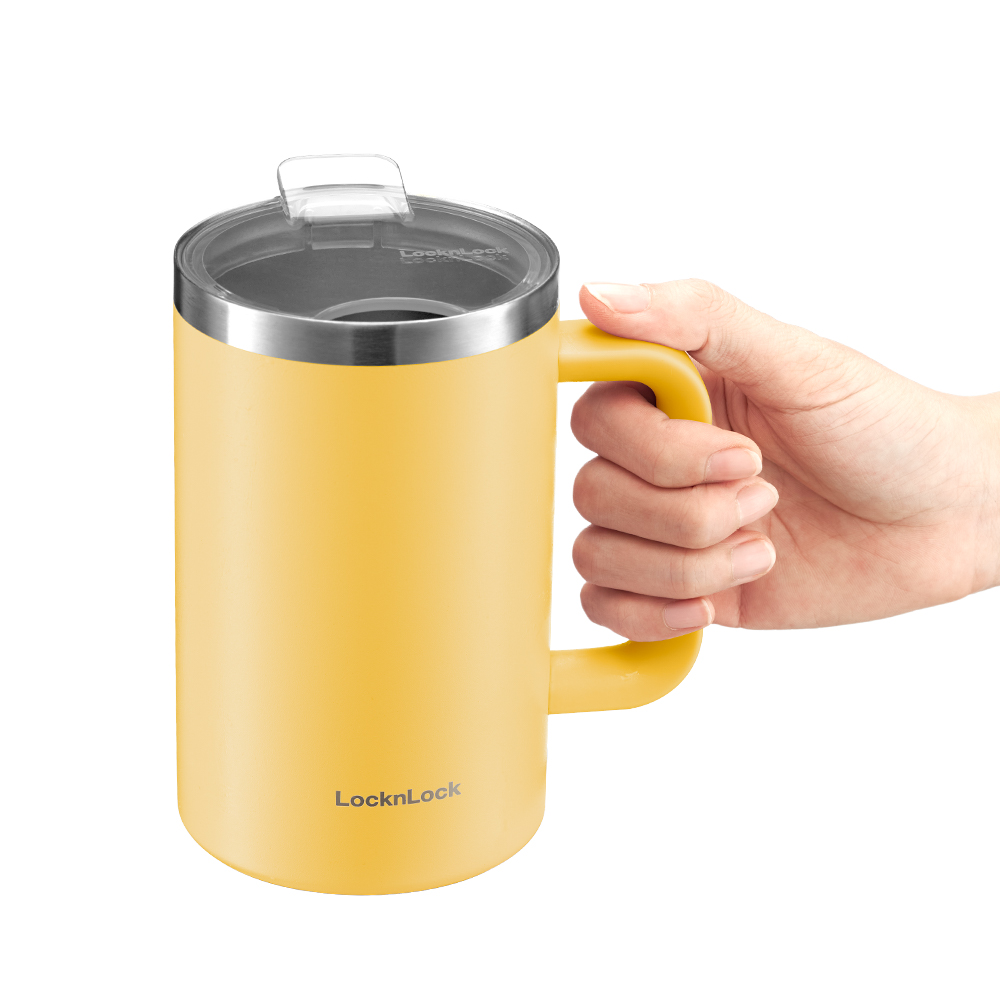 Ca giữ nhiệt Flat Table Mug LocknLock LHC4320 - Dung tích 730ml - Tay cầm thoải mái - Miệng ca rộng - Nắp trong suốt