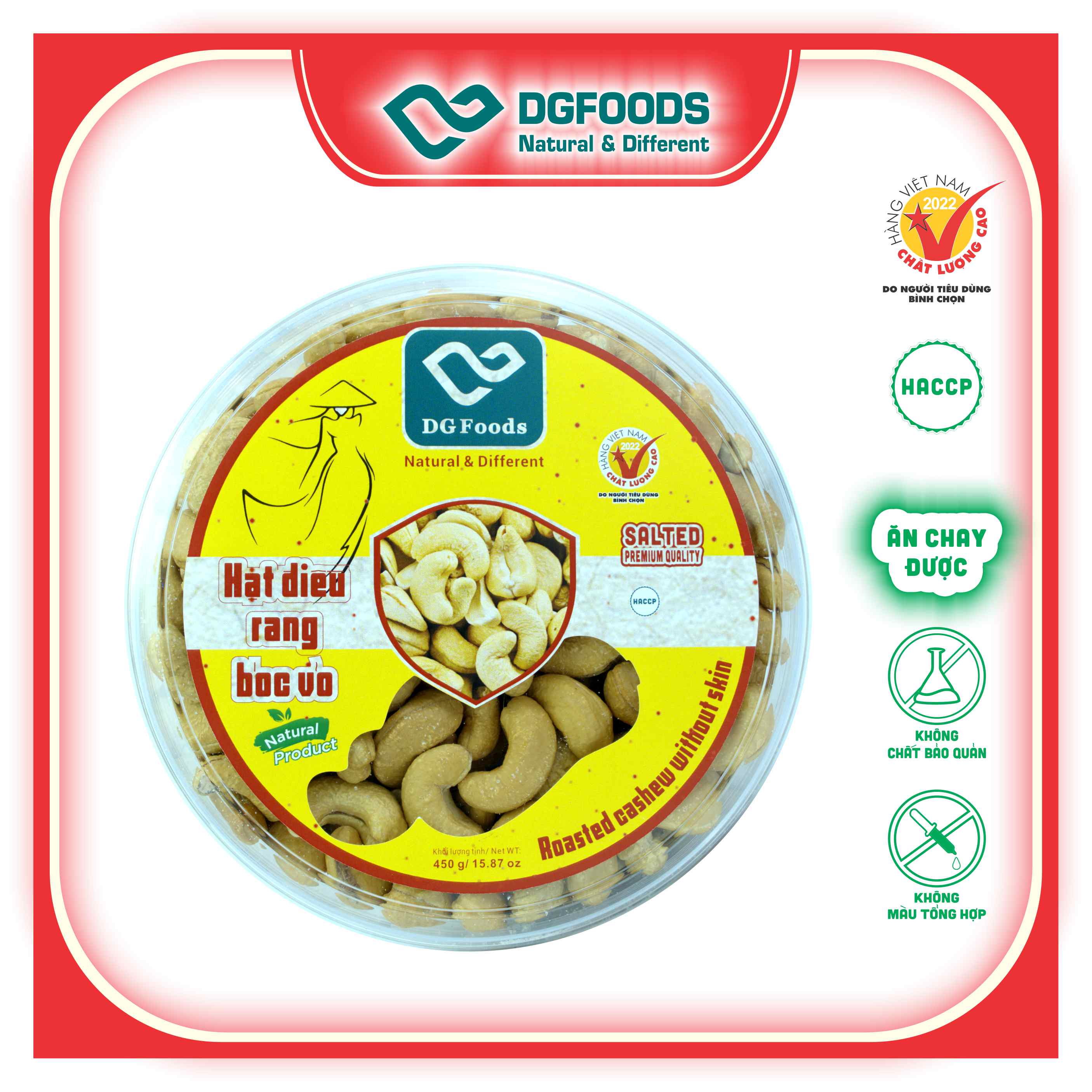 Hạt điều rang bóc vỏ 450g DGfoods/Roasted cashew without skin HVNCLCL/HACCP/HALAL/hạt điều bình phước/ Đặc sản Cần Thơ