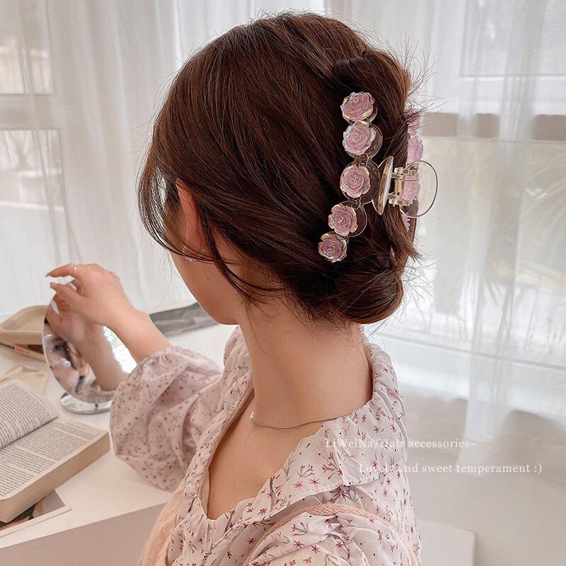 Kẹp gấp trong suốt đính hoa hồng ngọt ngào - Nunam shop