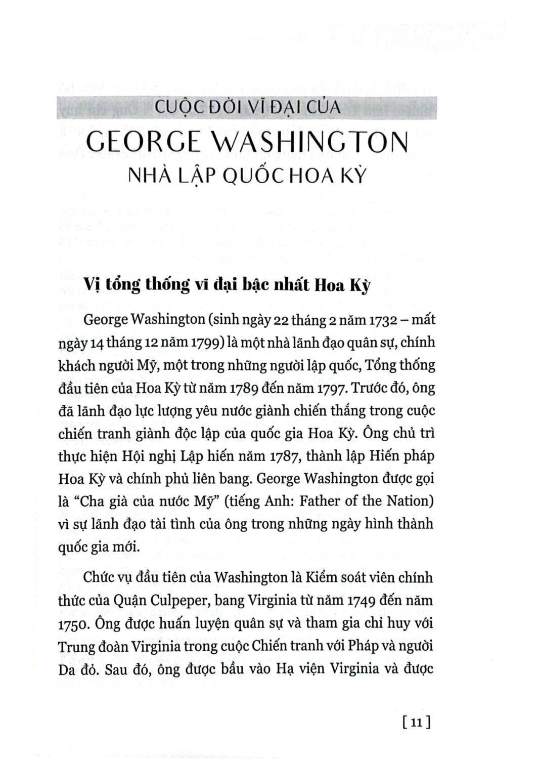 George Washington - Nhà Lập Quốc Hoa Kỳ Và Nhật Ký Thời Tuổi Trẻ (HNB)
