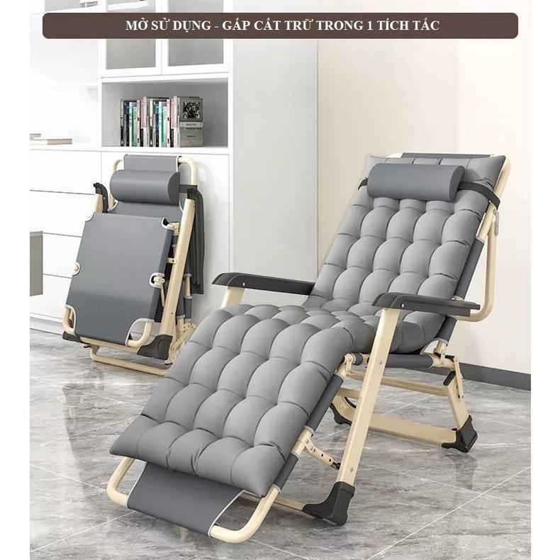Folding Deck Chair Office Siesta Deck Chair Dual-use Outdoor Household Recliner Lazy Balcony Sun Lounge Chair Multifunctional./ Ghế xếp thư giãn, ghế xếp du lịch, giường gấp văn phòng, nội thất, ghế xếp gọn