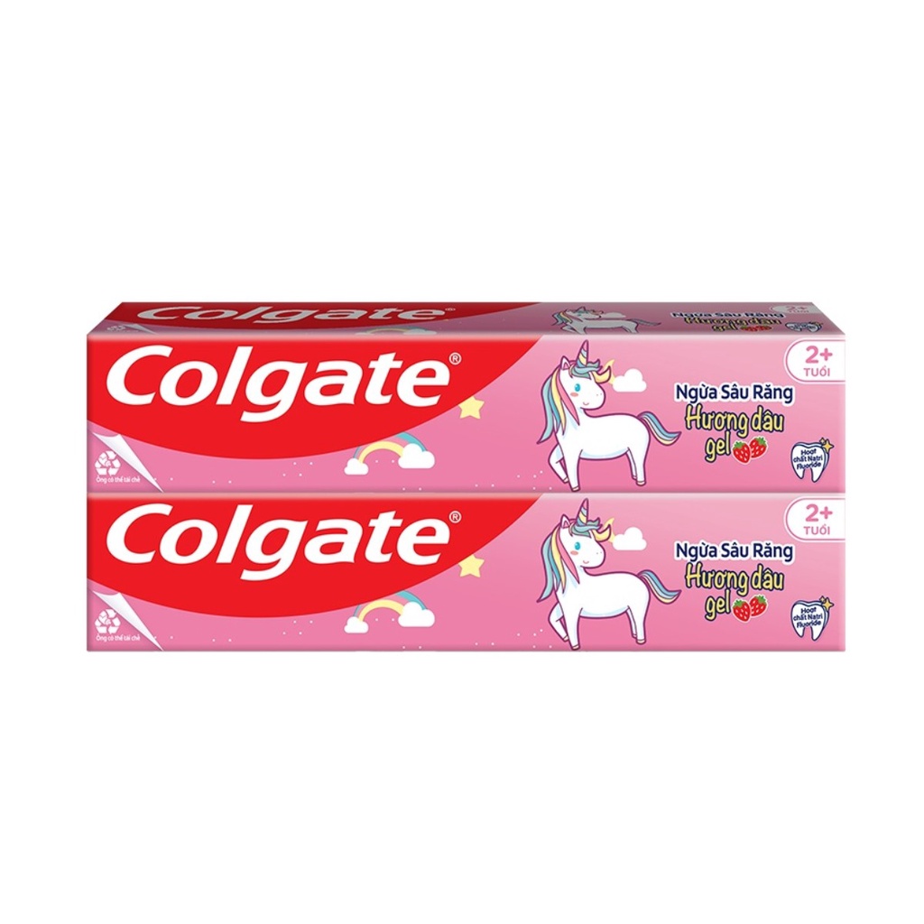 Combo 2 kem đánh răng Colgate trẻ em kỳ lân Unicorn hương dâu 40g