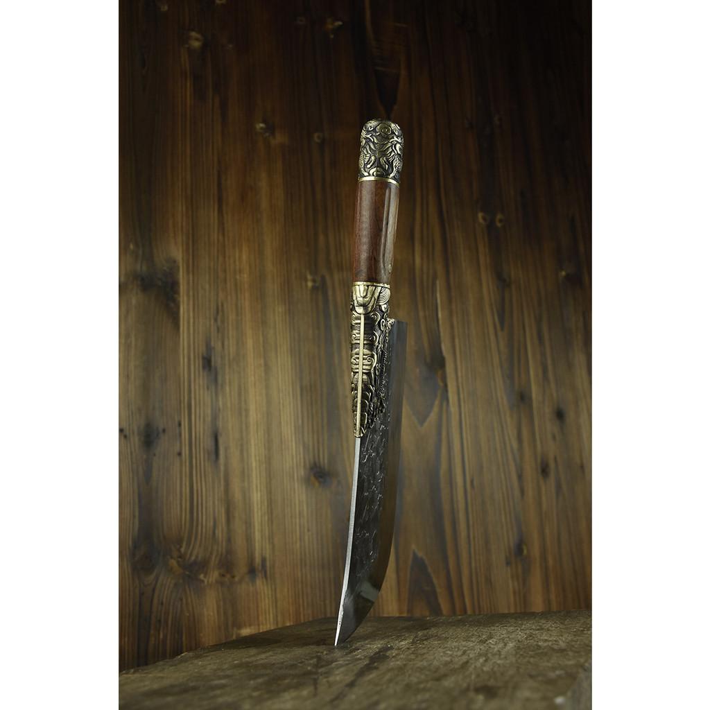 Dao bếp thái lọc,chặt gà không rỉ cao cấp, mặt dao hoa văn phong thủy,khâu đồng - D38 DT149 T