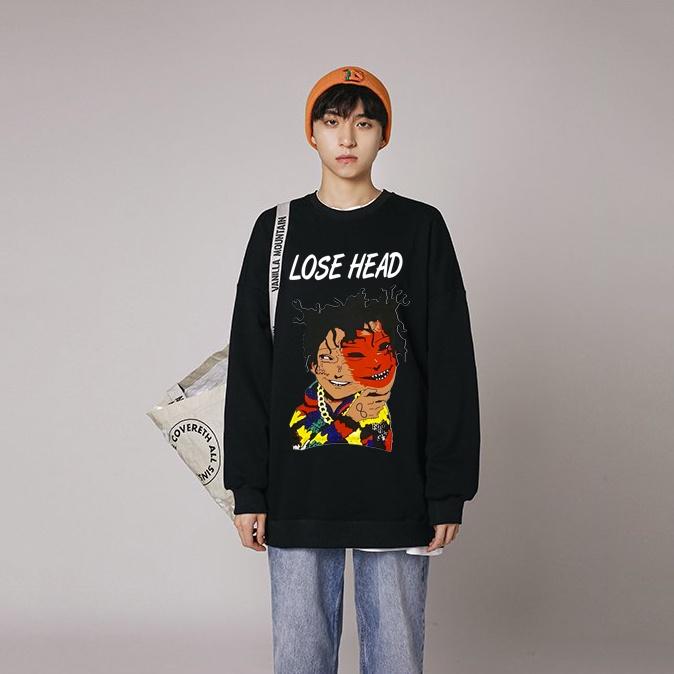 Áo dài tay LOSE HEAD NỈ BÔNG Unisex Phong Boutique Basic Sweater Ulzzang cặp đôi nam nữ form rộng oversize Hàn Quốc