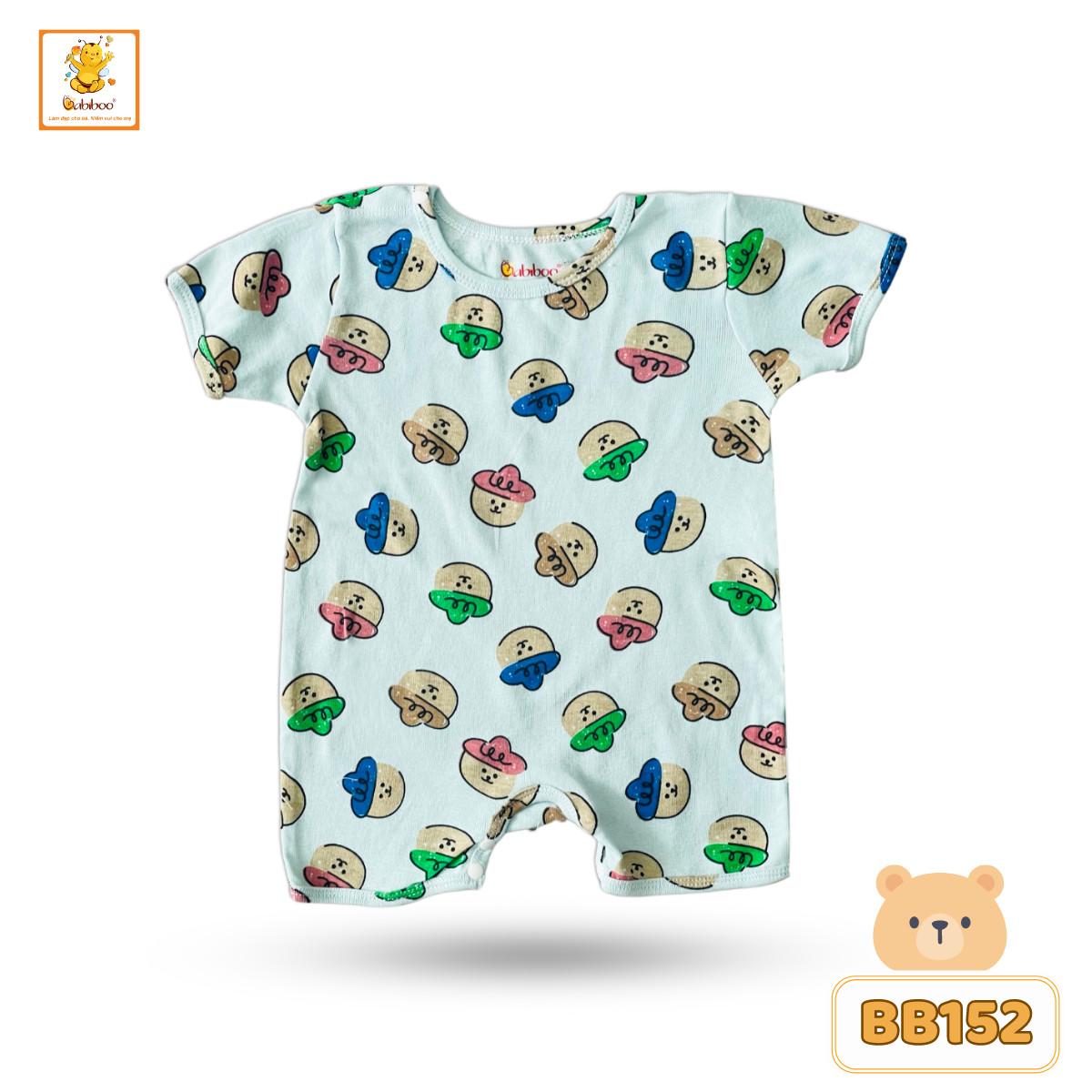 Bodysuit bé trai Babiboo áo liền quần họa tiết bé trai, bé gái vải cotton co dãn, thấm hút tốt BB152