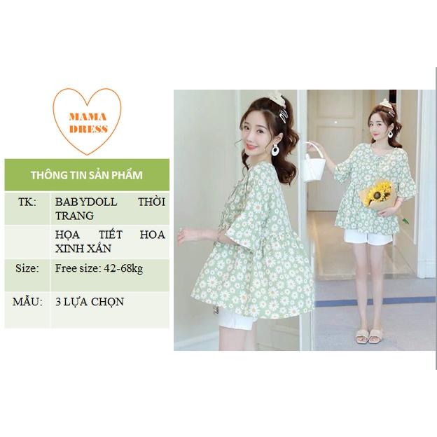 Áo bầu hoa babydoll siêu xinh thiết kế đẹp kiểu dáng thời trang giá rẻ cho công sở - mặc nhà - đi chơi A2