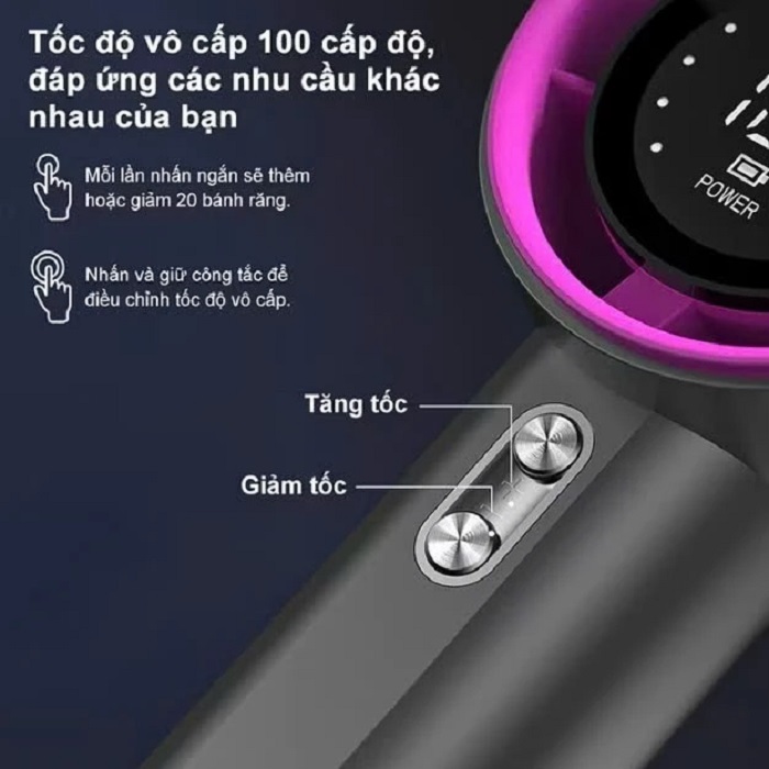 Quạt cầm tay mini GDV N68 100 cấp độ gió, pin cao 5000mAh màn hình hiển thị pin - Màu Ngẫu Nhiên - Hàng Chính Hãng