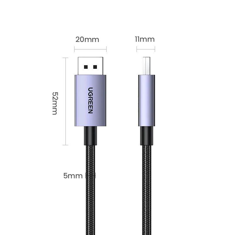 Ugreen UG15383DP118TK 1M DP 2.1 16K30Hz 10K60Hz 8K120Hz 4K144Hz Cáp Displayport hỗ trợ độ phân giải cao dây bọc dù - HÀNG CHÍNH HÃNG