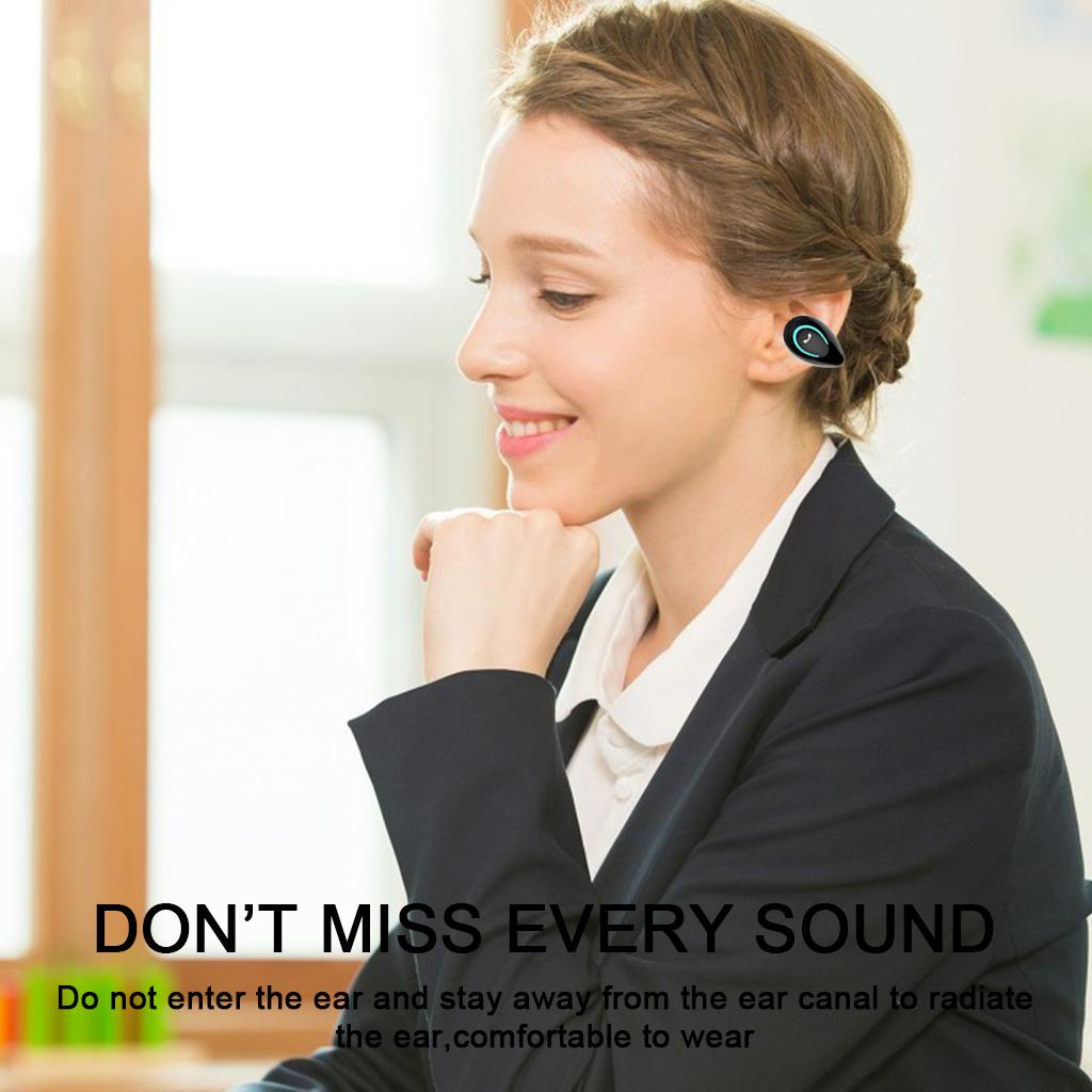 Single Wireless Earbud, Bluetooth 5.0 Earbuds Headphone, Ear Clip Headphones with Mic, Deep Bass, Touch Control, for Sport
