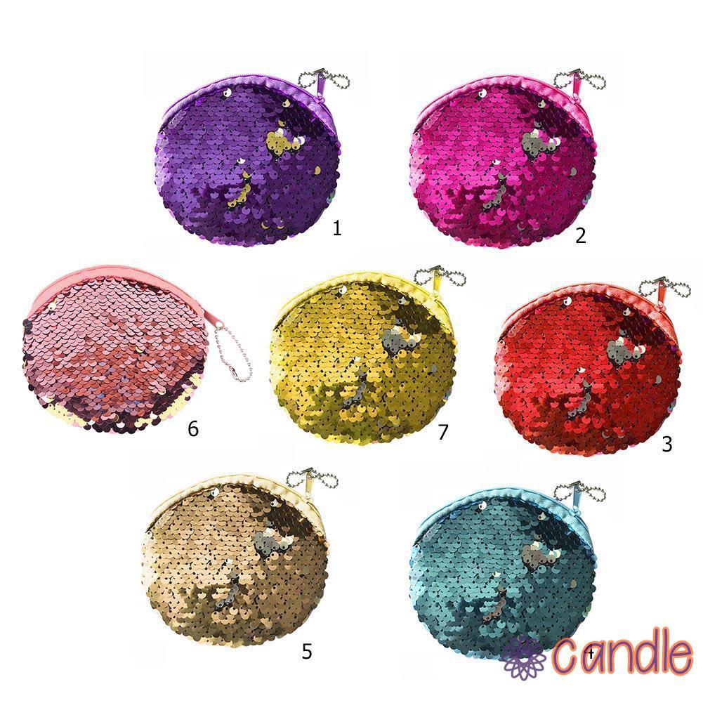 Ví Tròn Đựng Tiền Xu Đính Sequin Lấp Lánh Cho Nữ