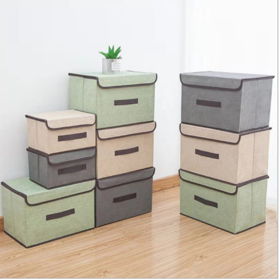 Combo 2 thùng vải cứng có nắp đậy đựng đồ dùng, quấn áo phong cách nhật bản tiện lợi