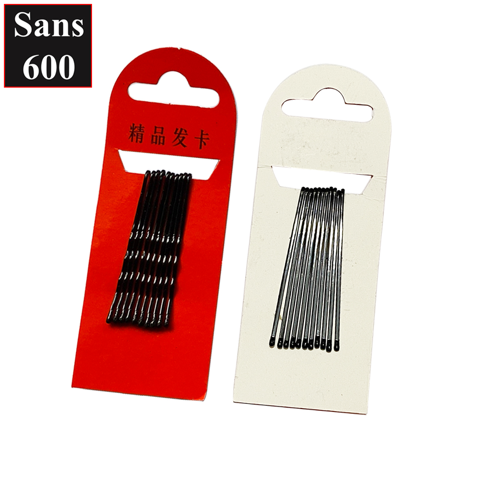Vỉ 10 kẹp tăm tạo kiểu tóc Sans600 cây ghim cài mái đen kim loại gim cứng chữ y lượn sóng hàn quốc đơn giản an toàn