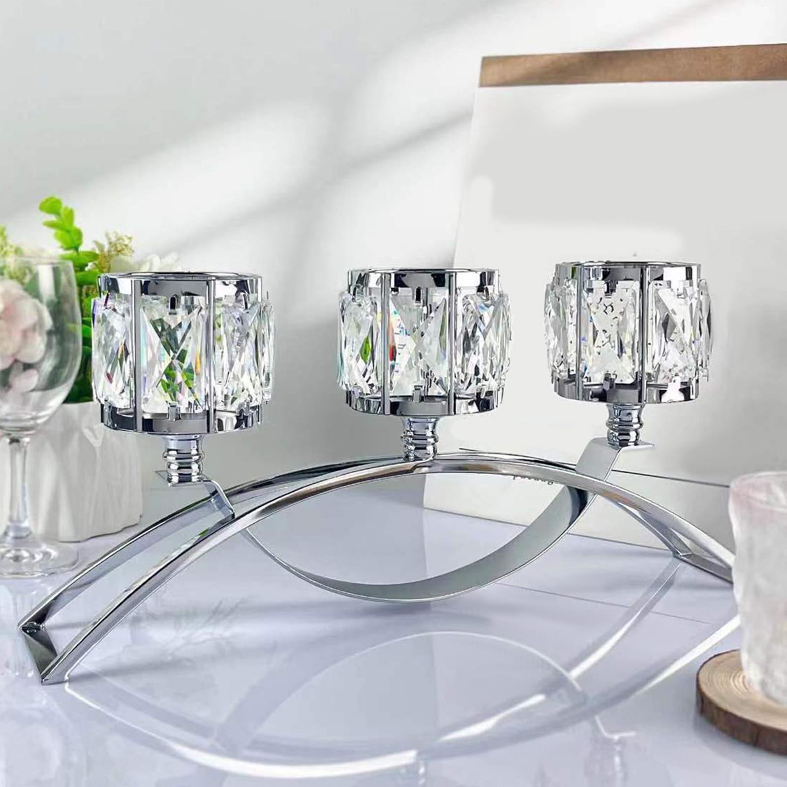 Tea Light Candle Holder 3 Arms Glass Bowl Tealight Candelabra for Cafe Decor
