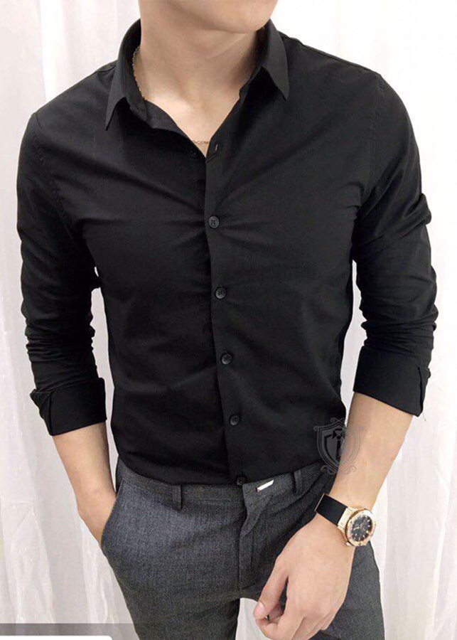 Áo Sơ Mi Nam Đen Trơn SM01