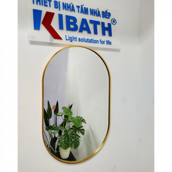 Gương Kibath KT 50x80cm Hình Bầu Dục Khung Hợp Kim Nhôm KB-142.50x80