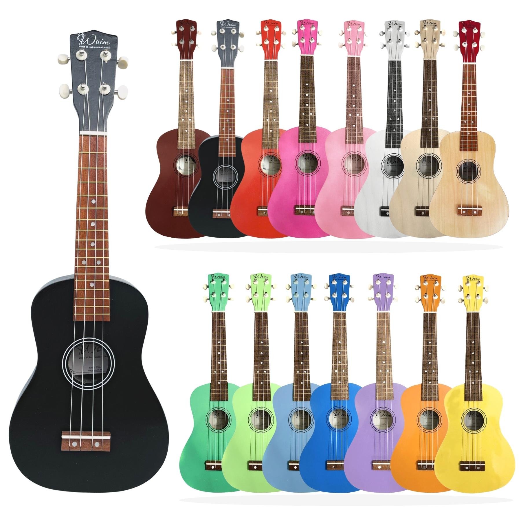 Đàn Ukulele Concert Woim 33A19 kèm capo, máy lên dây điện tử và bao vải - Hồng nhạt