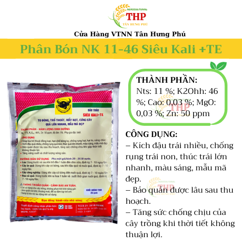 Phân Bón NK 11-46 Siêu Kali +TE | PHÂN BÓN | GÓI 25GAM