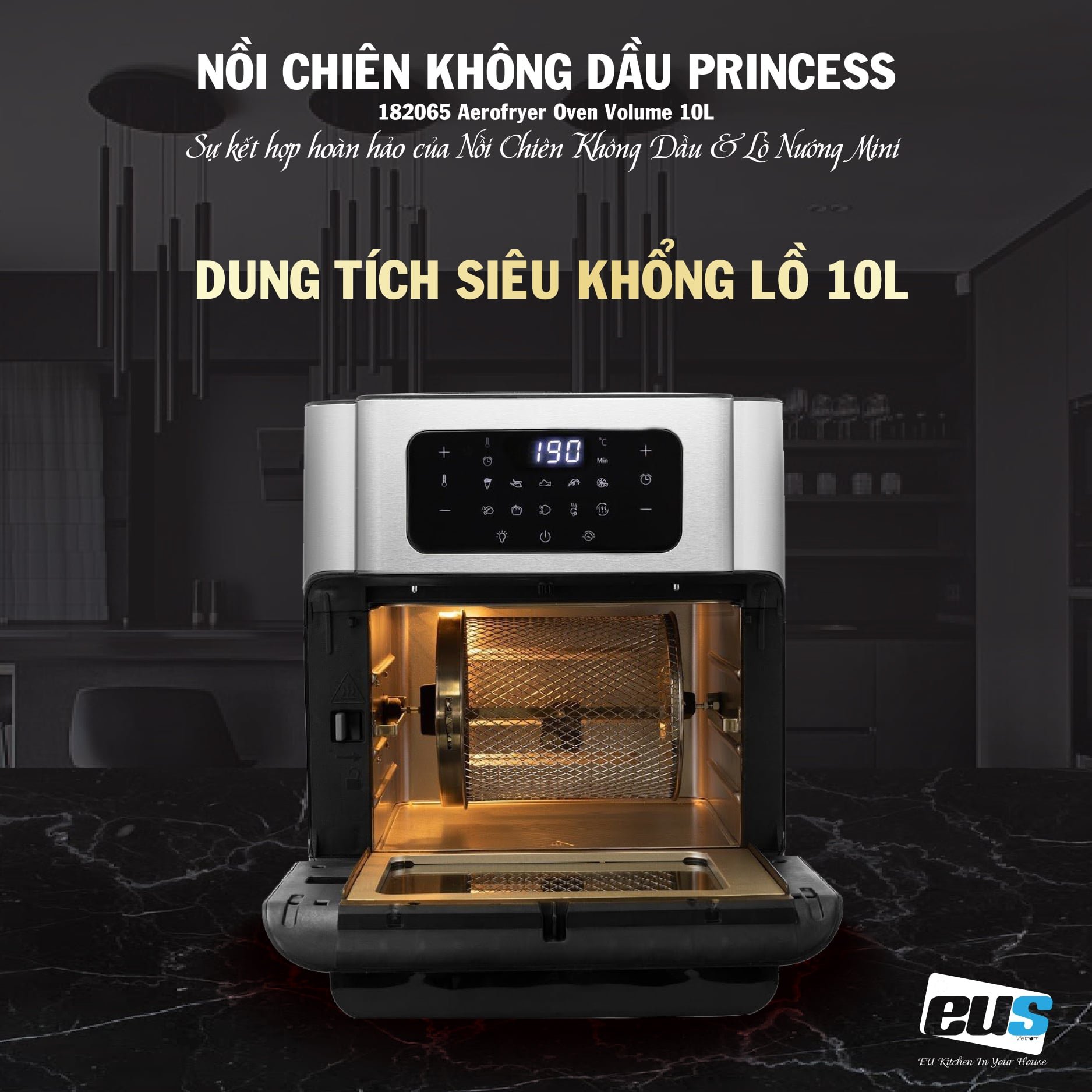 Nồi chiên không dầu 10L-12L PRINCESS Hàng Nhập Khẩu Chính Hãng Hà Lan, Chế Độ Cài Đặt Sẵn Tiện Lợi