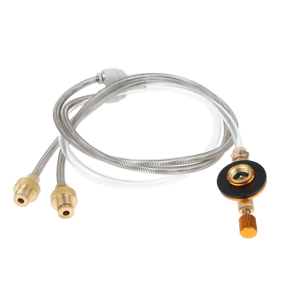 2 Stage Hose Pipe Propane Adapter for Flat Gas Tank Camping Stove