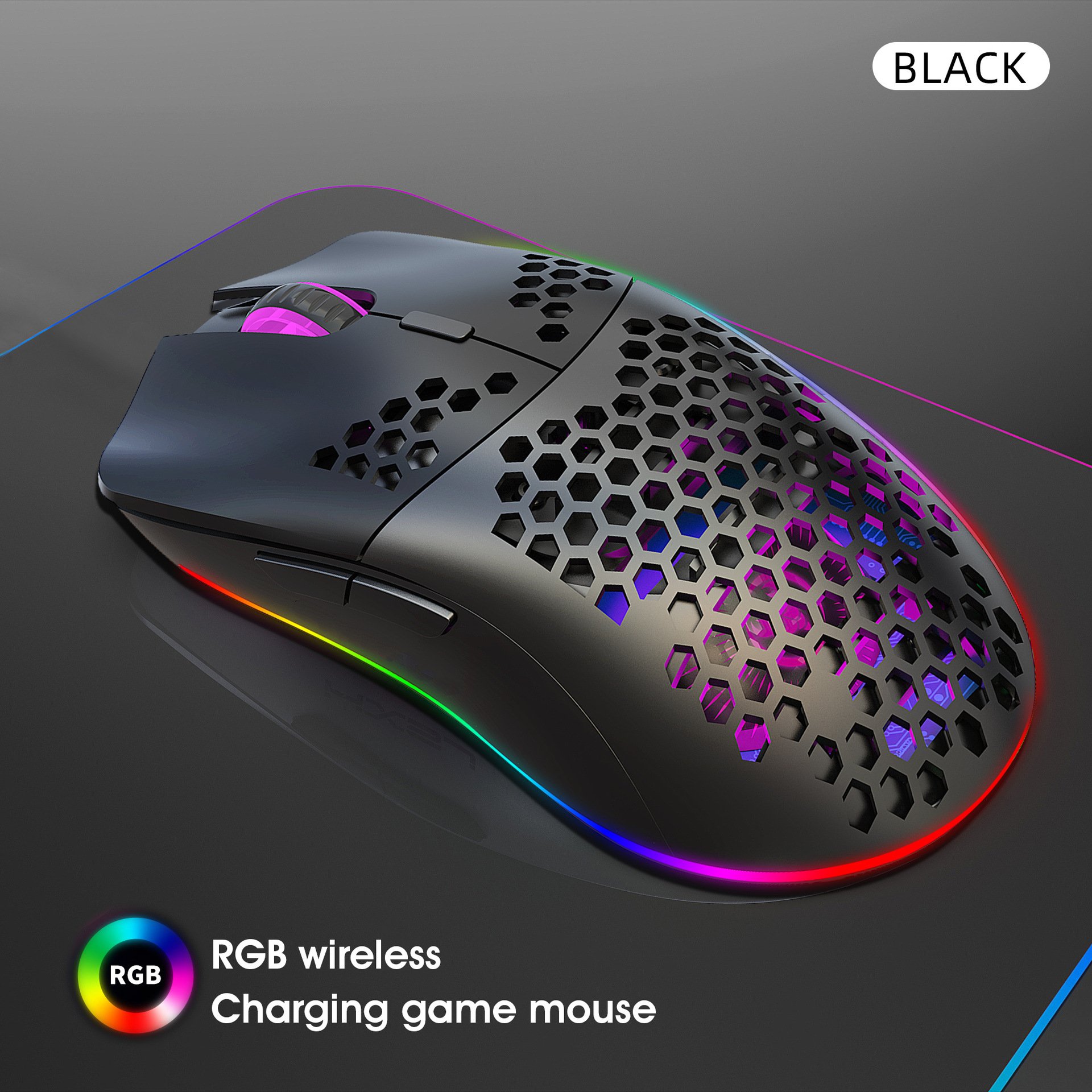 Chuột Không Dây Pin sạc T66 Gaming led RGB Cổng sạc TypeC chống mỏi cổ tay cho máy tính laptop