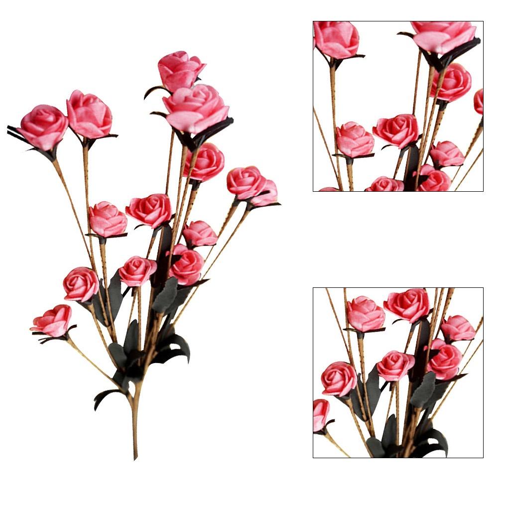 15 Stems Artificial Fake Full Blooming Rose Flower Bouquet Home Office Decoration Country Style【vollter1