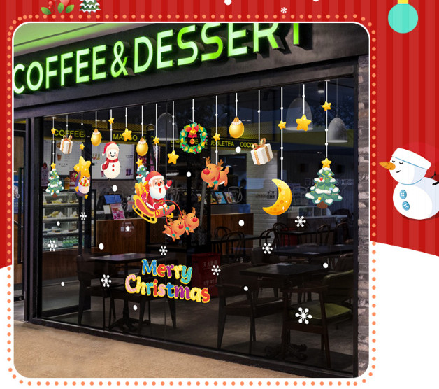 Decal trang trí Noel - Rèm phụ kiện ông già Noel