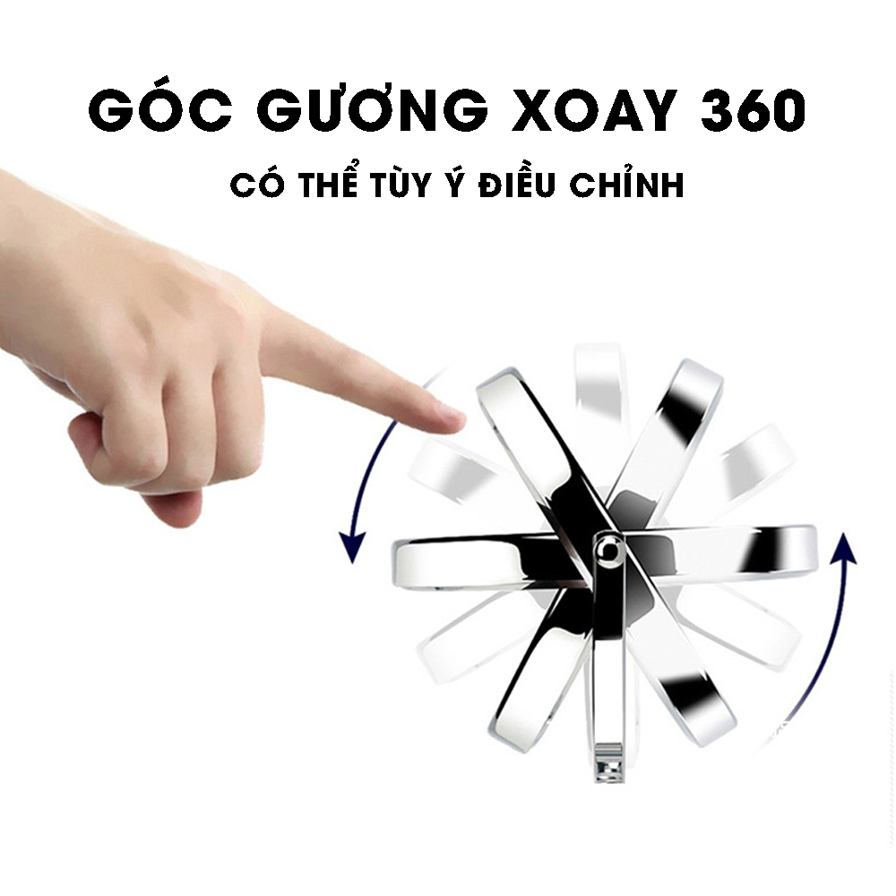 Gương trang điểm phóng đại 3 lần, xoay 360 độ, 2 mặt siêu nét, để bàn, Inox 304, Size 13cm, 15cm, 18cm, 20cm, Dan House 515