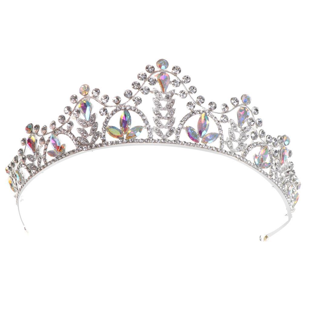 Silver Crystal Tiaras Princess Bridal Crown Hair Clasp For Wedding Party