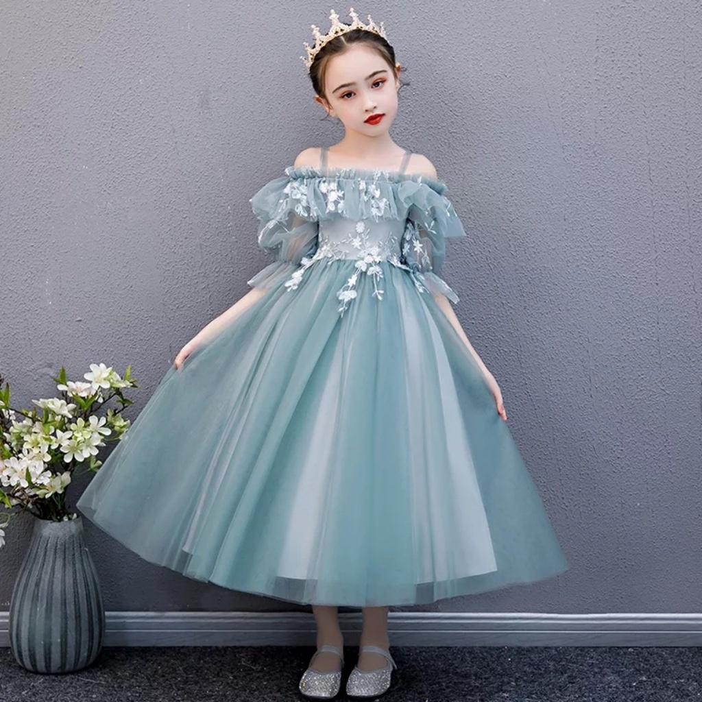 đầm công chúa cao cấp giá rẻ , váy đầm xám xanh dự tiệc cho bé từ 1 tuổi - 12 tuổi