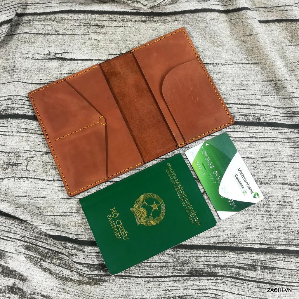 Bóp ví đựng passport, hộ chiếu da bò thật 100% handmade Dyshop PP1123