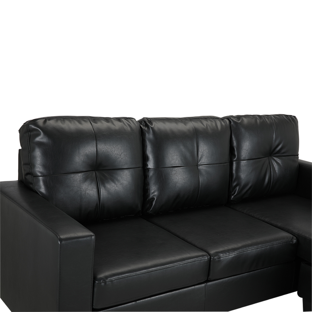 Sofa giường góc chữ L trái ARDEN khung gỗ, đệm bọc da PVC cao cấp màu đen | Index Living Mall -  Phân phối độc quyền tại Việt Nam