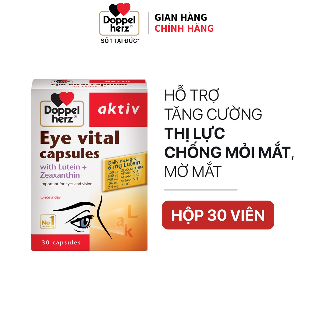 Combo bổ sung vitamin, khoáng chất và bổ mắt Doppelherz Eye Vital + 02 tuýp sủi A-Z Fizz