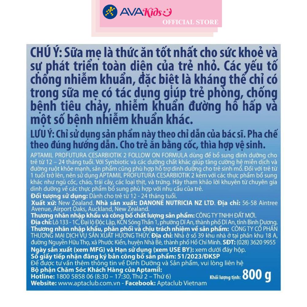 Sữa bột Aptamil Profutura Cesarbiotik số 2 800g (1 - 2 tuổi)