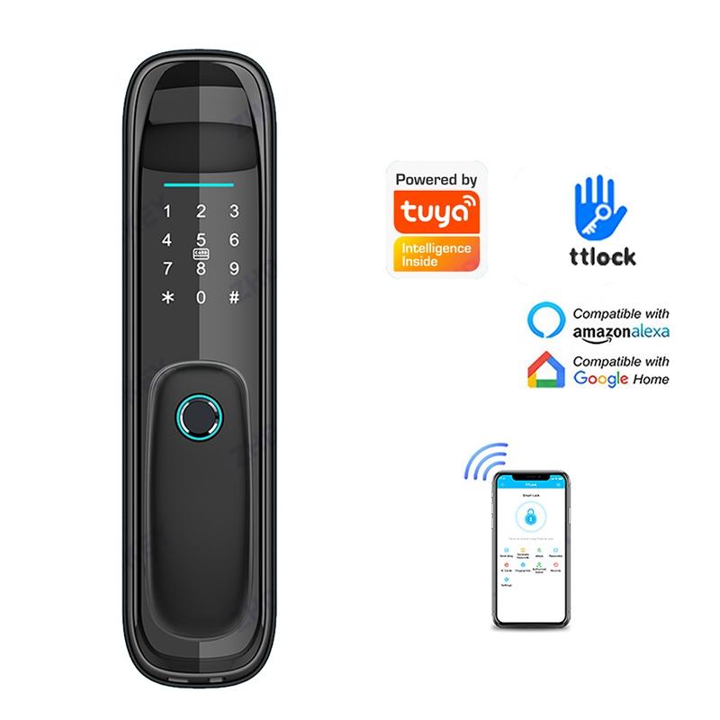 8 Ngôn Ngữ Điện Tử Tuya Wifi Tự Động Khóa Cửa Thông Minh Ứng Dụng TTLock Vân Tay Chống Nhìn Trộm Mật Khẩu Thẻ IC Chìa Khóa Kim Loại Mở Khóa