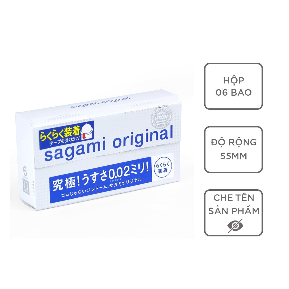 Bcs Sagami Original 0.02 Quick - Siêu Mỏng - Non Latex - 6s - Che Tên Sản Phẩm