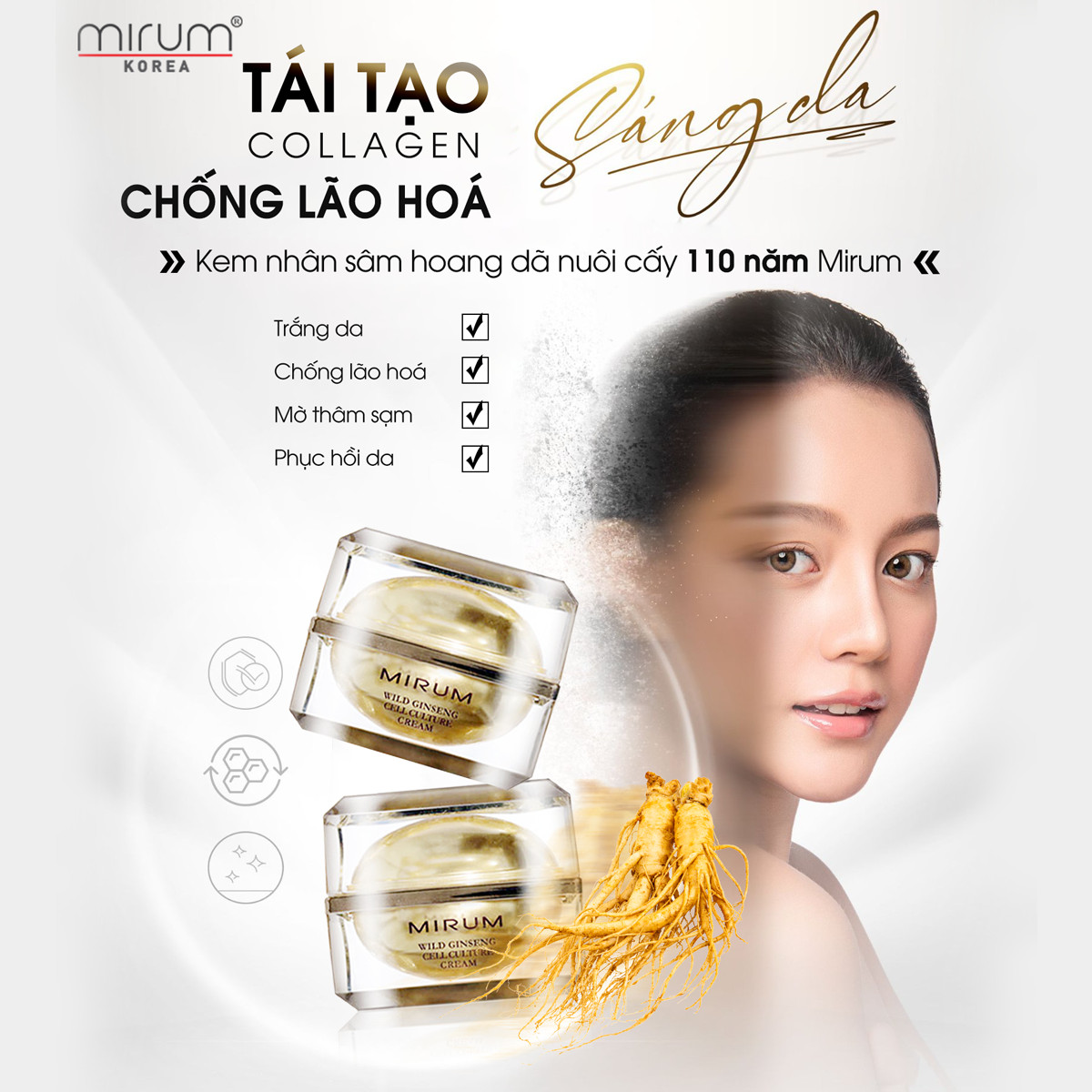 Kem tái tạo da từ nhân sâm hoang dã nuôi cấy 110 năm Mirum 60g