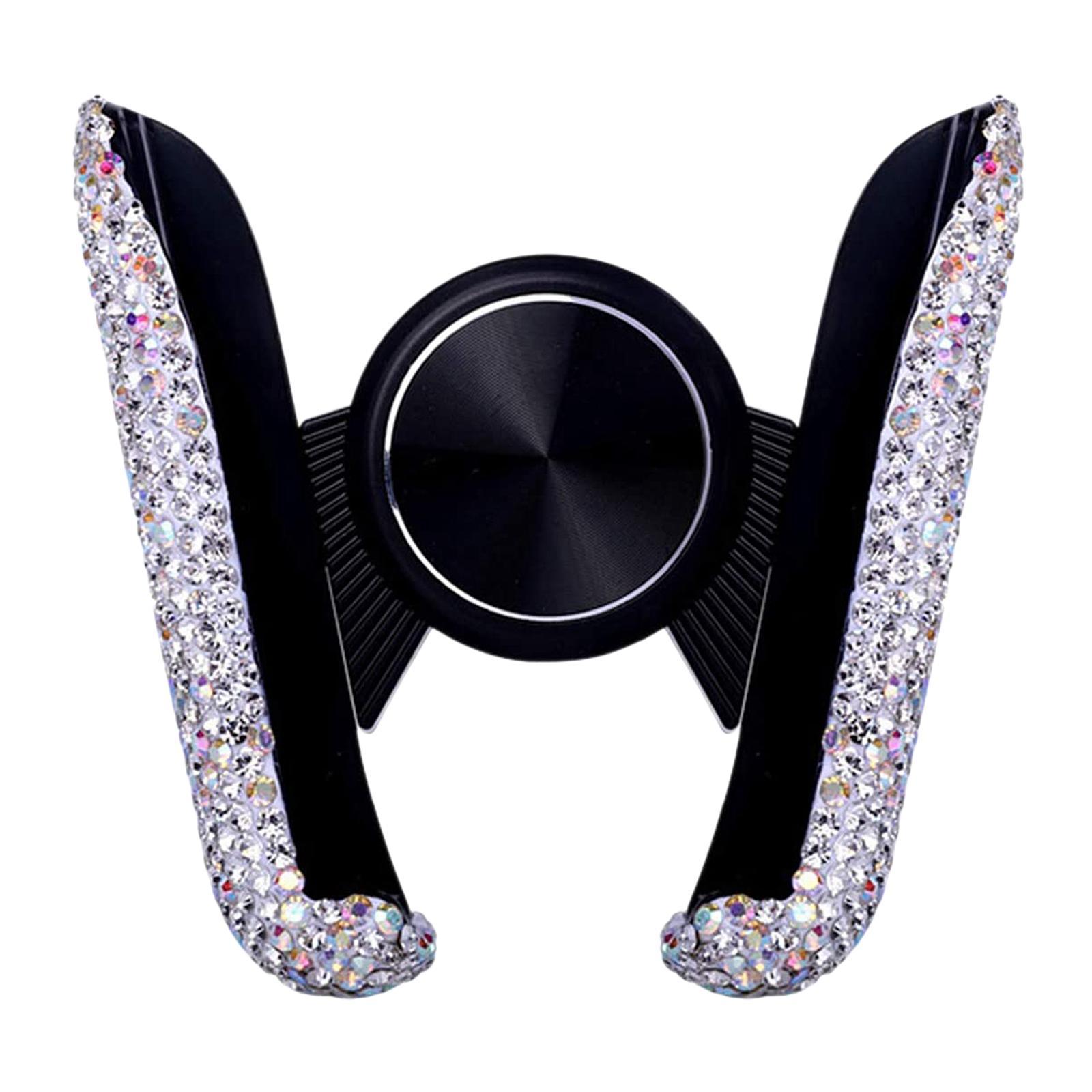 2Pcs Car Phone Holder Bling Crystal Car Air Vent Mount Bracket Interior