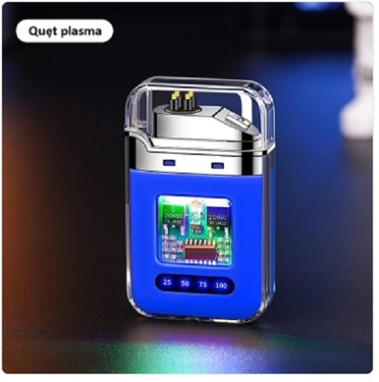 Hột Quẹt điện plasma - Vỏ Trong Suốt - Khởi Động Nút Nhấn, Kèm Sạc Type C
