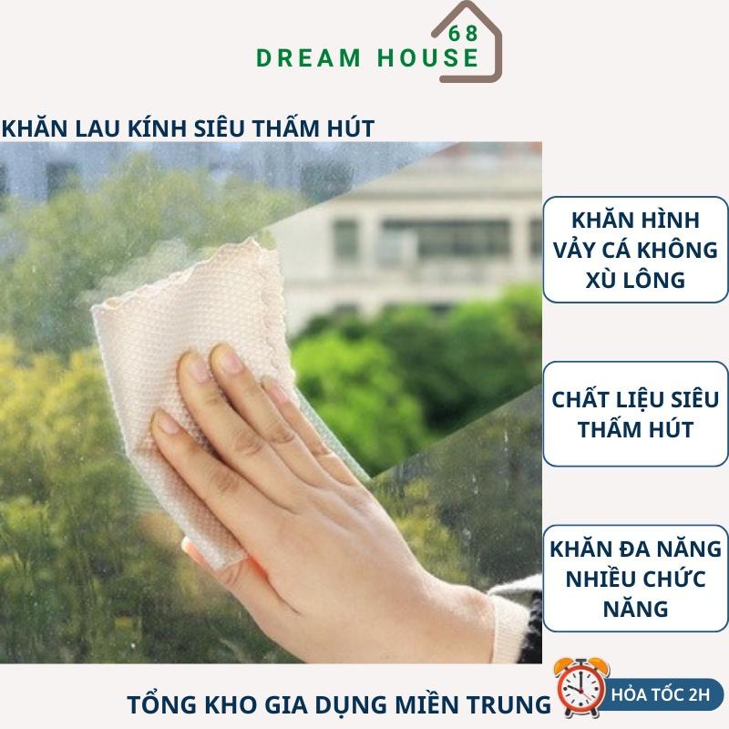 Khăn Lau Kính Lau Nhà Bếp Siêu Thấm Hút Nước Hình Vảy Cá Không Xù Lông