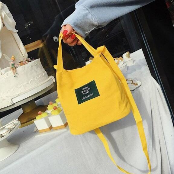 Túi vải tote mini đeo chéo thời trang phong cách Hàn Quốc