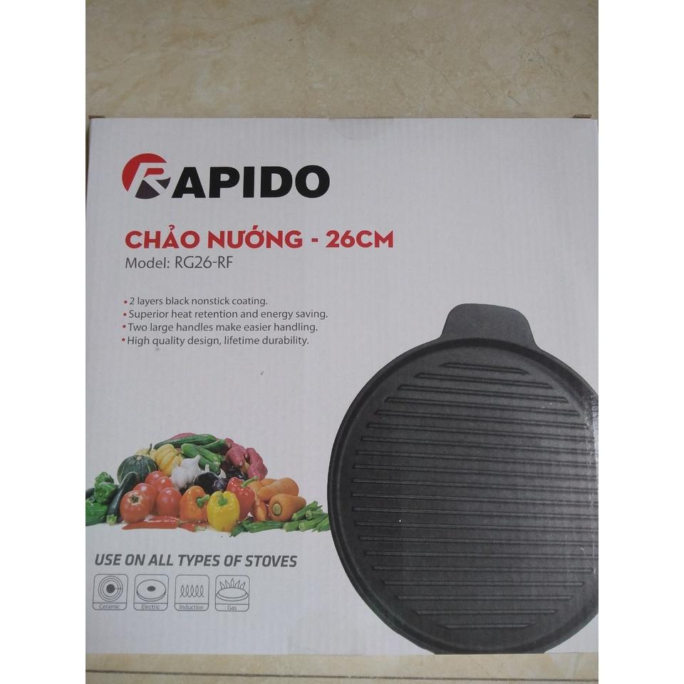 Chảo gang nướng Rapido chống dính 2 lớp - chảo nhỏ gọn, bền đẹp, dùng được cho cả bếp từ và bếp hồng ngoại